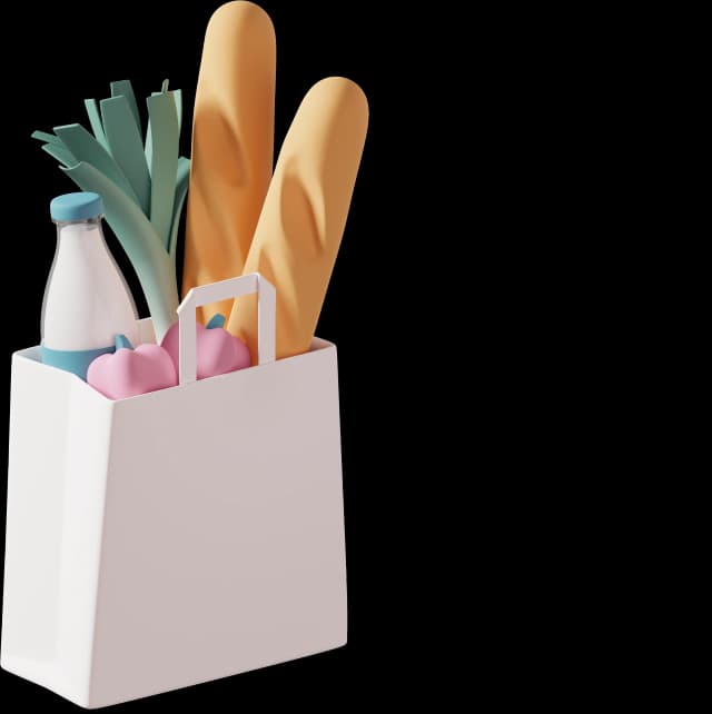 Groceries in a paper bag