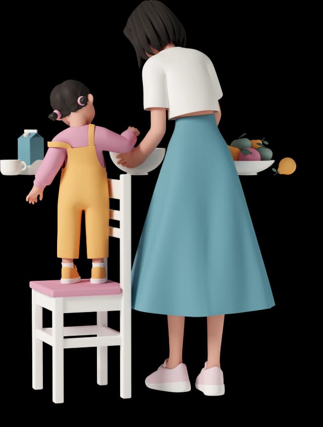 Mother and Daughter cooking